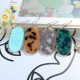 4Pairs Oval Acrylic Dangle Earrings For Women Lightweight Leopard Blue Green Shell Beige Mottled Resin Statement Oval Drop Earrings Set